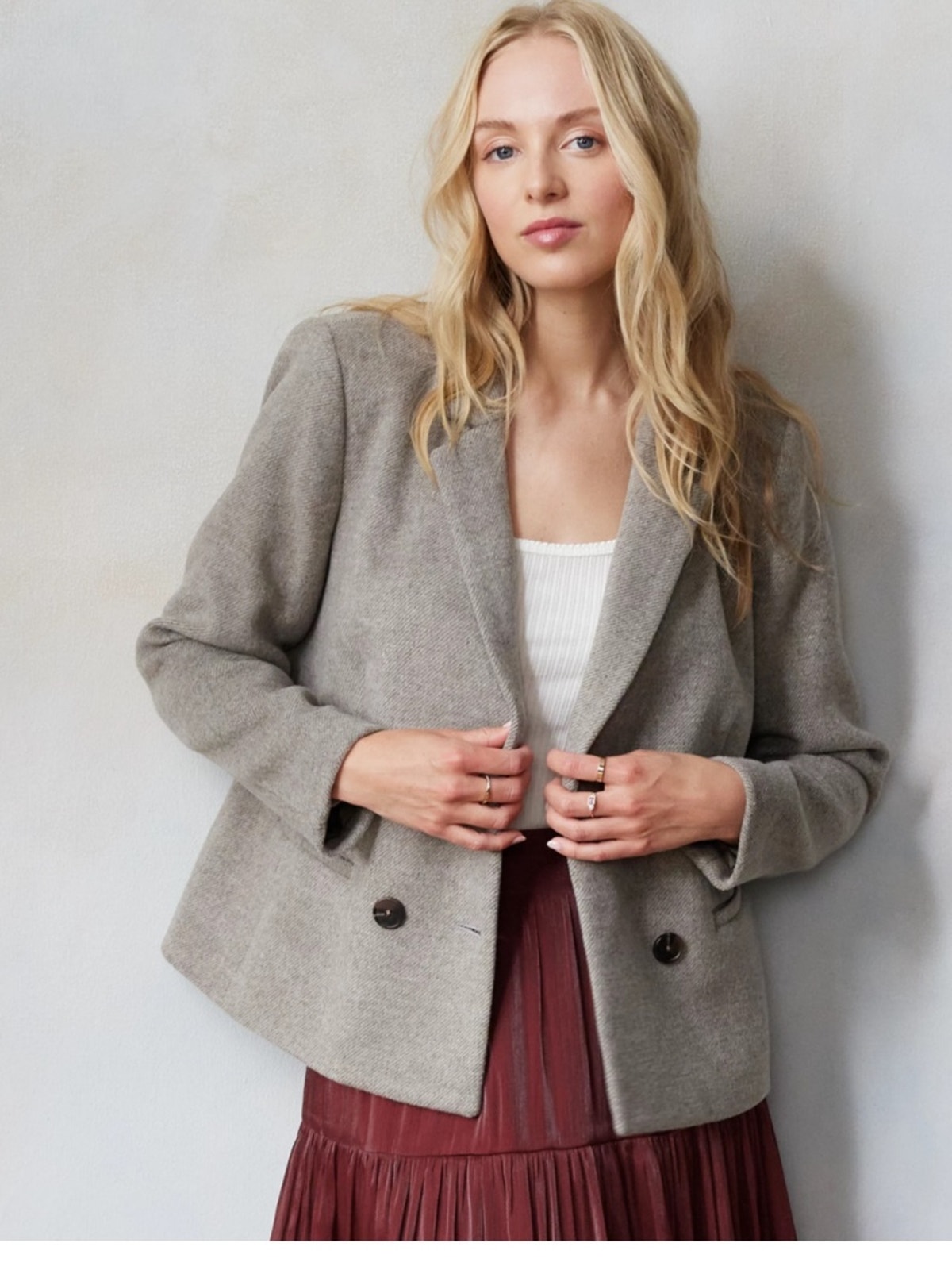 Women's Lc Lauren Conrad Double Breasted Notch Collar Blazer Beige Xs